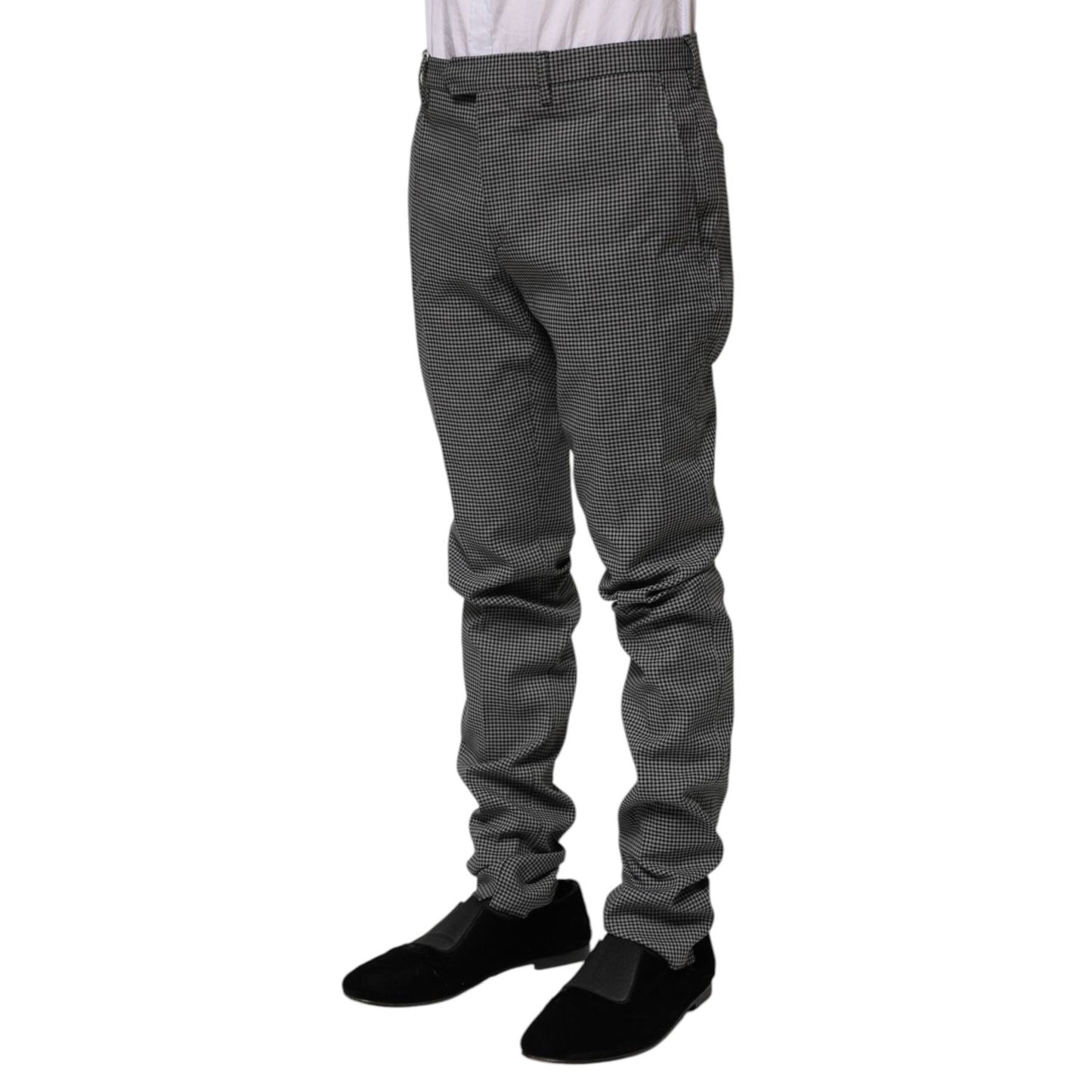 BENCIVENGA Black White Checkered Tapered Dress Pants