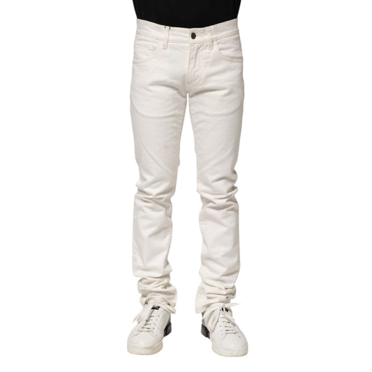 Dolce & Gabbana White Cotton Skinny Men Denim Jeans