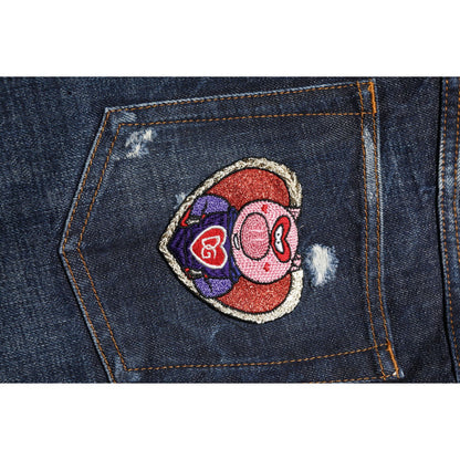 Dolce & Gabbana Dark Blue Tattered Skinny Denim Jeans