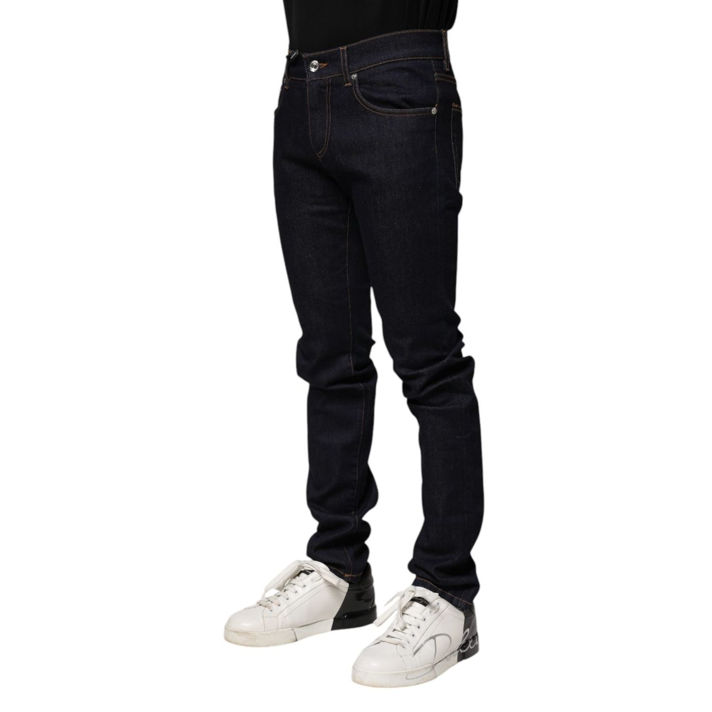 Dolce & Gabbana Black Cotton Skinny Men Denim Jeans