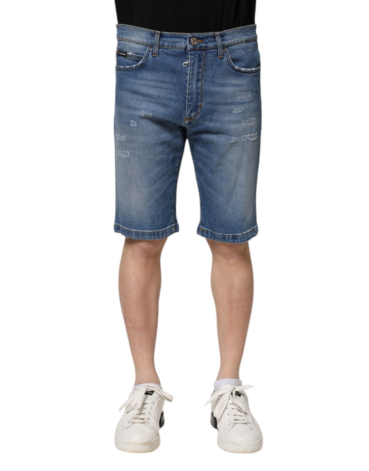 Dolce & Gabbana Blue Cotton Stretch Men Denim Bermuda Shorts PAN75037-44