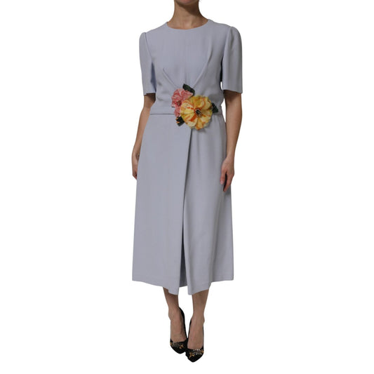 Dolce & Gabbana Gray Viscose ShortSleeve Sheath Midi Dress DR81751-48