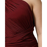 Dolce & Gabbana Red Viscose Fitted One Shoulder Midi Dress DR81753-46