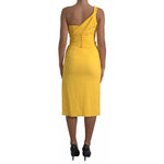 Dolce & Gabbana Yellow One Shoulder Slit Sheath Midi Dress DR81754-40