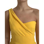 Dolce & Gabbana Yellow One Shoulder Slit Sheath Midi Dress DR81754-40