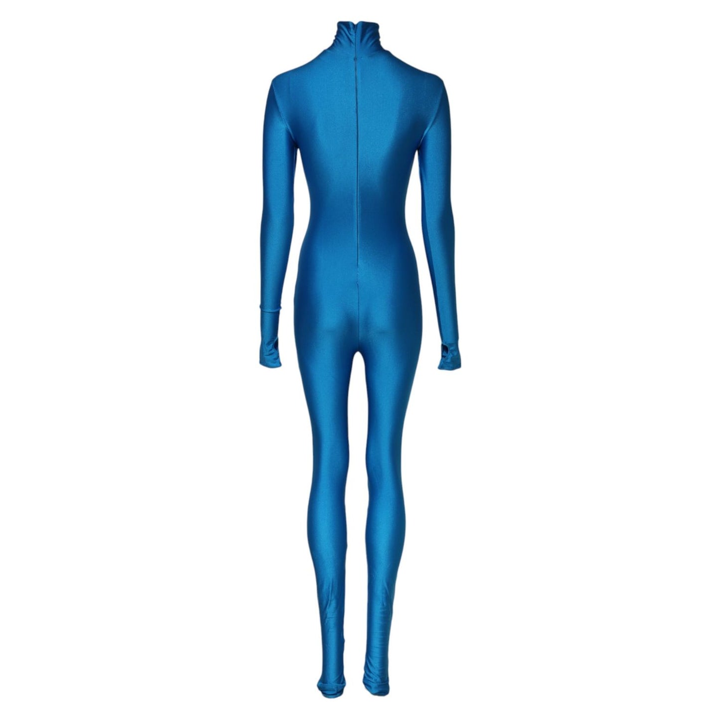 Dolce & Gabbana Blue Nylon Turtleneck Bodycon Jumpsuit Dress