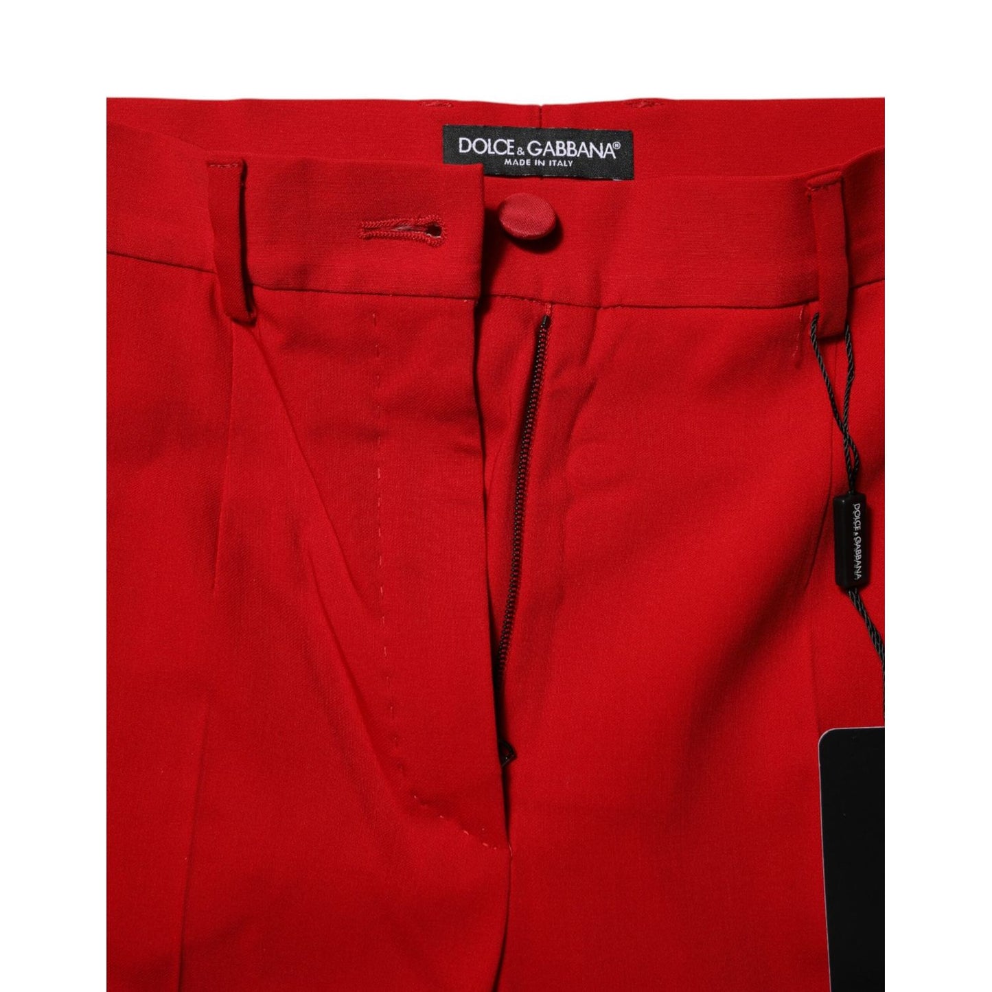 Dolce & Gabbana Red Wool Mid Waisted Tapered Pants PAN74767-38