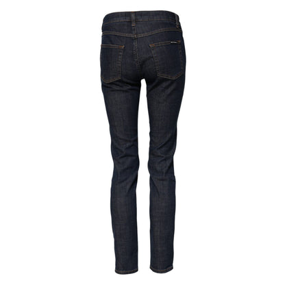 Dolce & Gabbana Blue Skinny Cotton Mid Waisted Denim Jeans