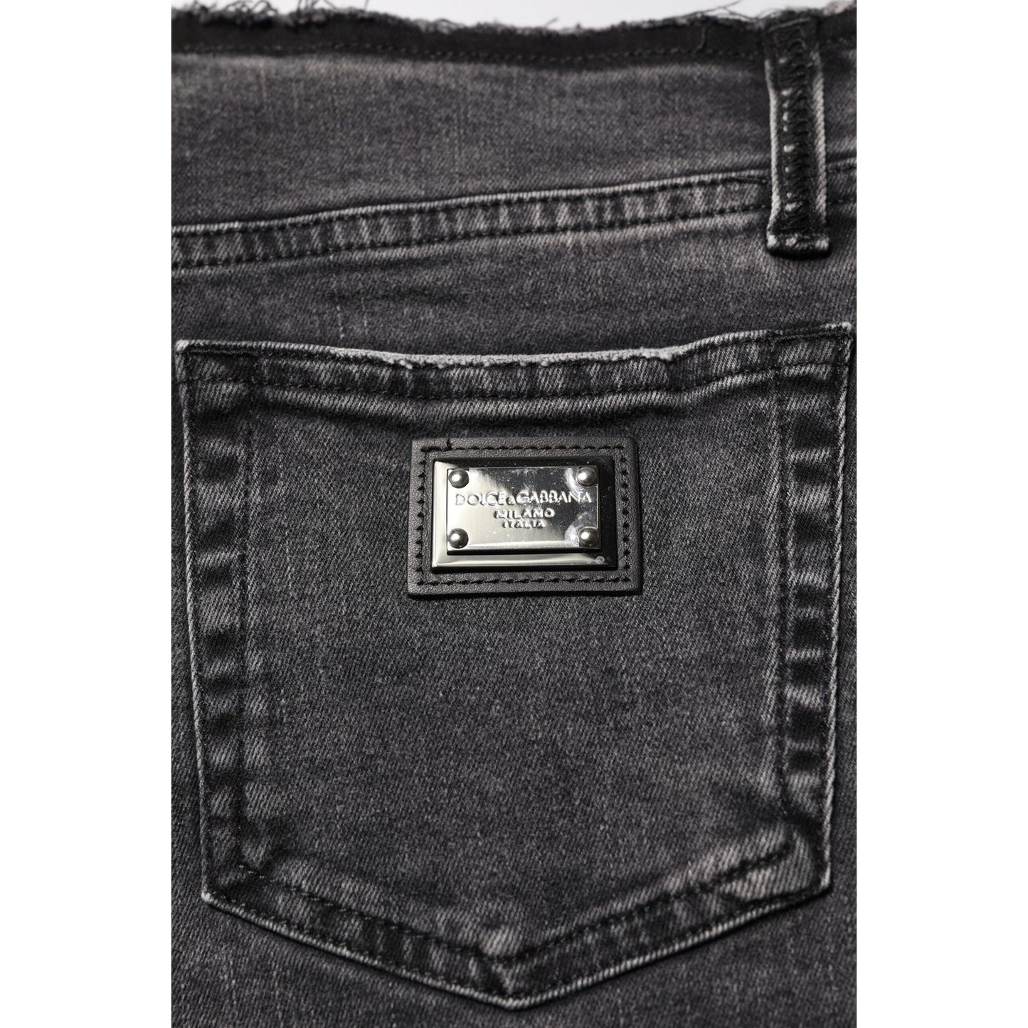 Dolce & Gabbana Gray Skinny Cotton Mid Waisted Denim Jeans