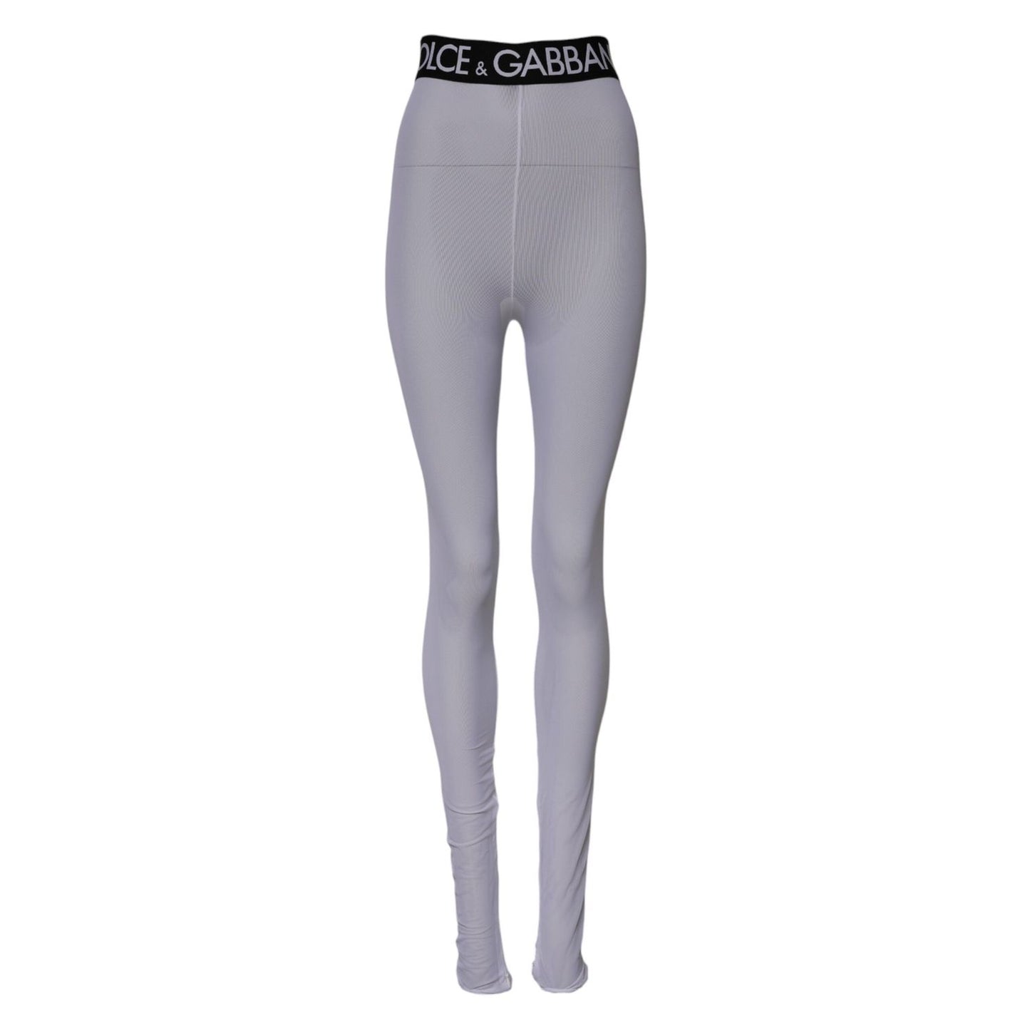 Dolce & Gabbana Gray Nylon DG Logo Mid Waisted Leggings Pants PAN76267-40