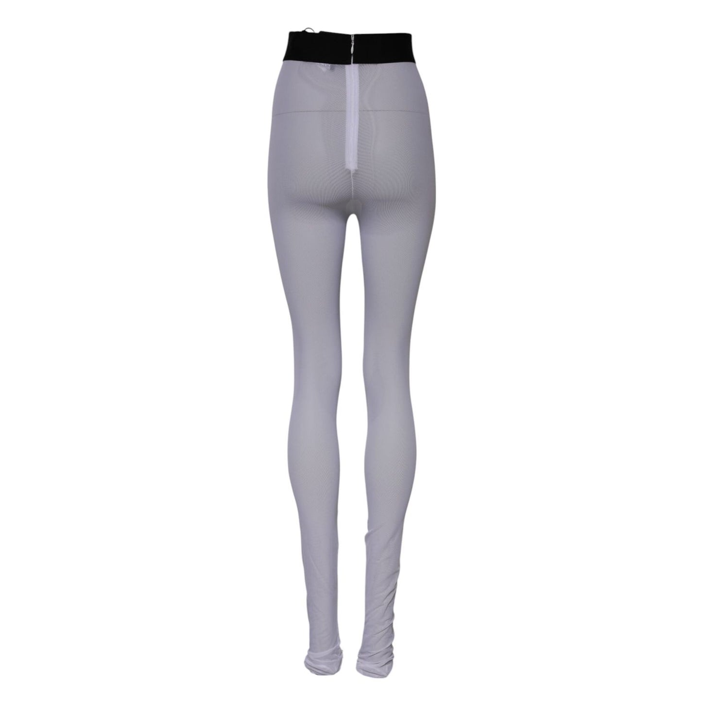 Dolce & Gabbana Gray Nylon DG Logo Mid Waisted Leggings Pants PAN76267-40