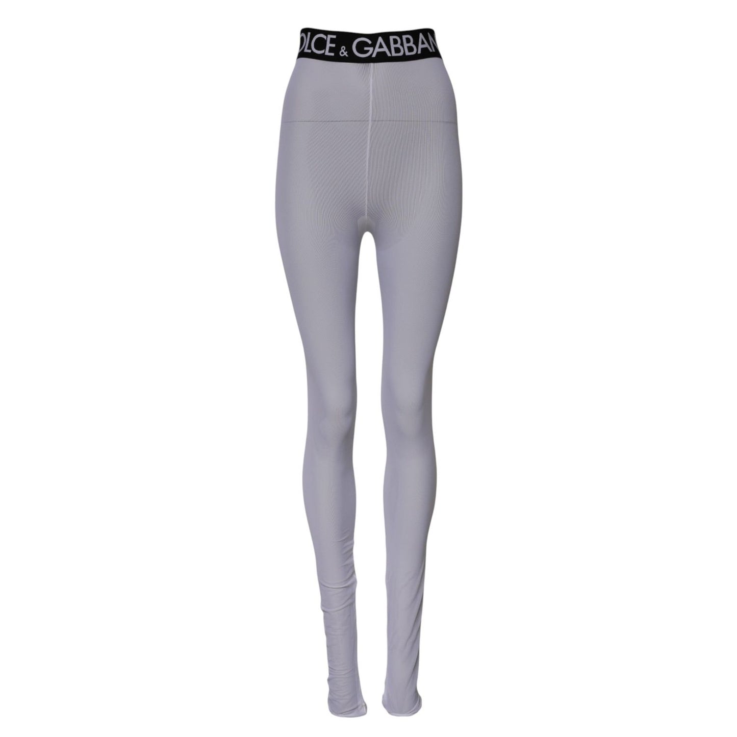 Dolce & Gabbana Gray Nylon DG Logo Mid Waisted Leggings Pants PAN76267-40