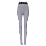 Dolce & Gabbana Gray Nylon DG Logo Mid Waisted Leggings Pants PAN76267-40