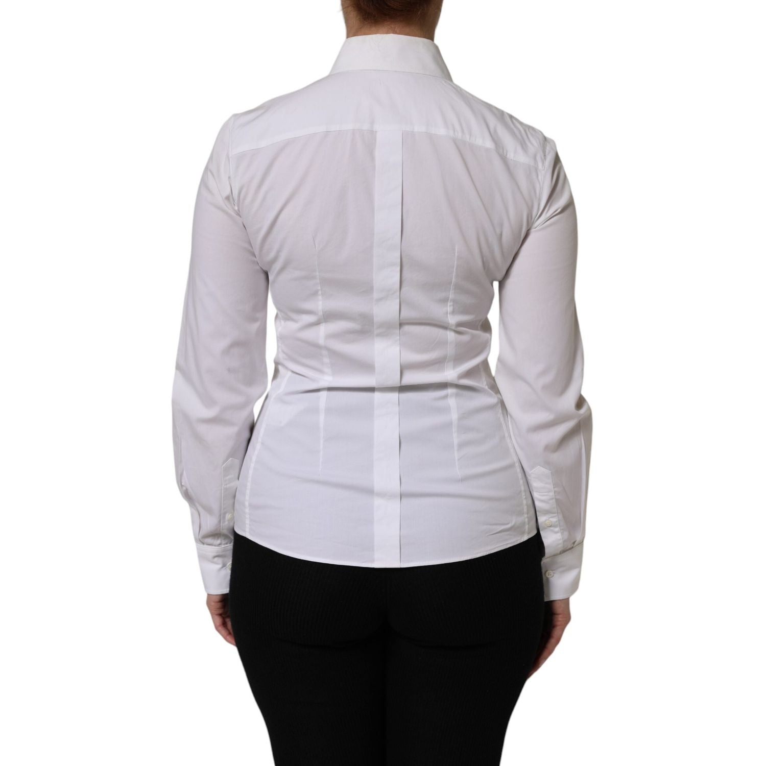 Dolce & Gabbana White Cotton Collared Long Sleeves Top Shirt