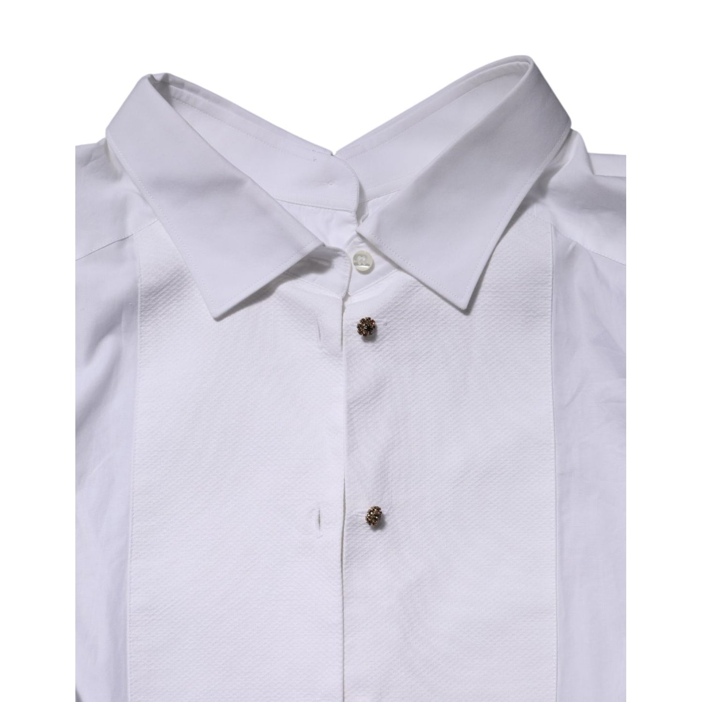 Dolce & Gabbana White Cotton Long Sleeves Formal Top Shirt