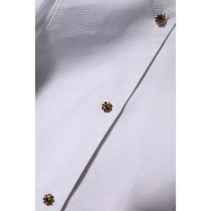 Dolce & Gabbana White Cotton Long Sleeves Formal Top Shirt