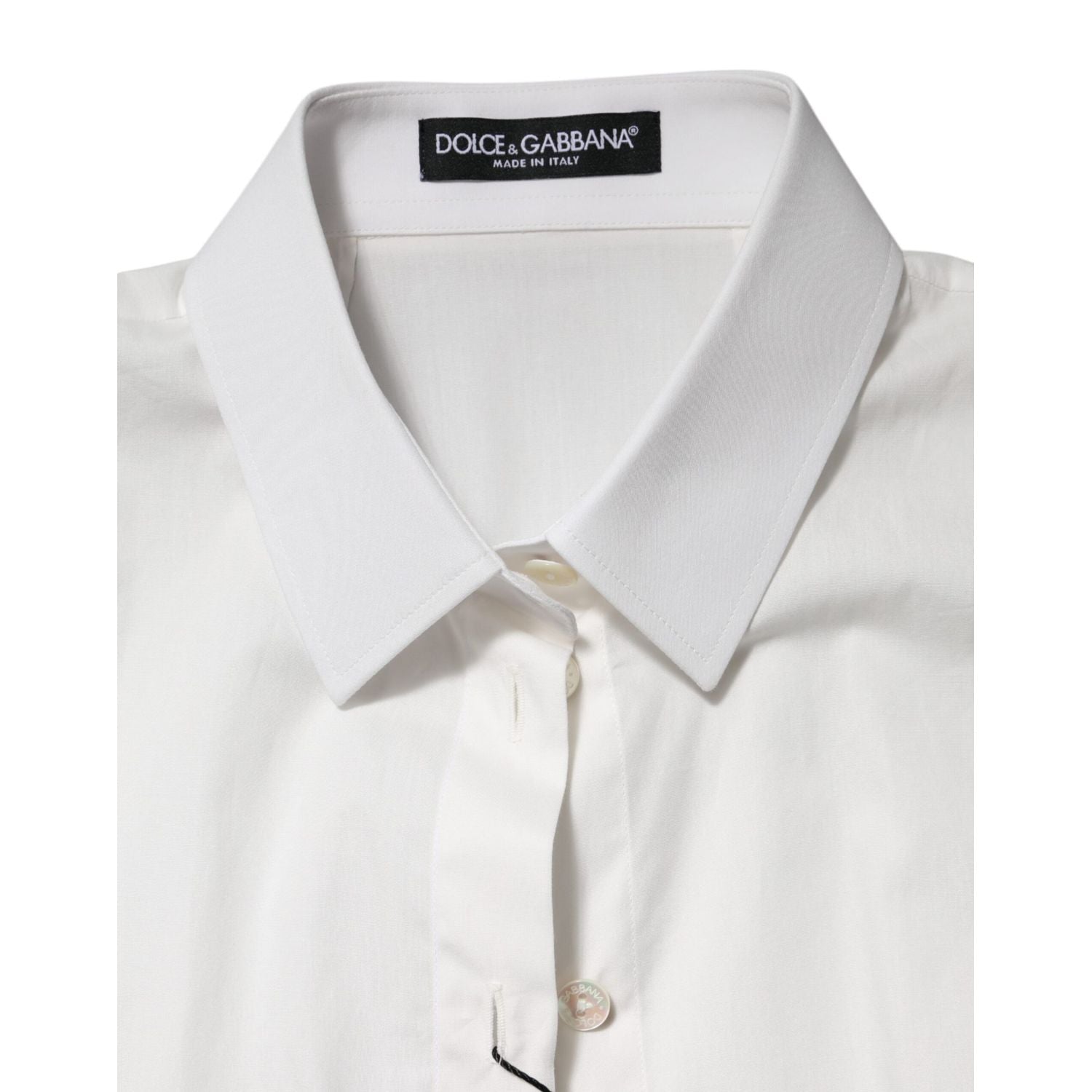 Dolce & Gabbana White Cotton Short Sleeves Collared Top Shirt