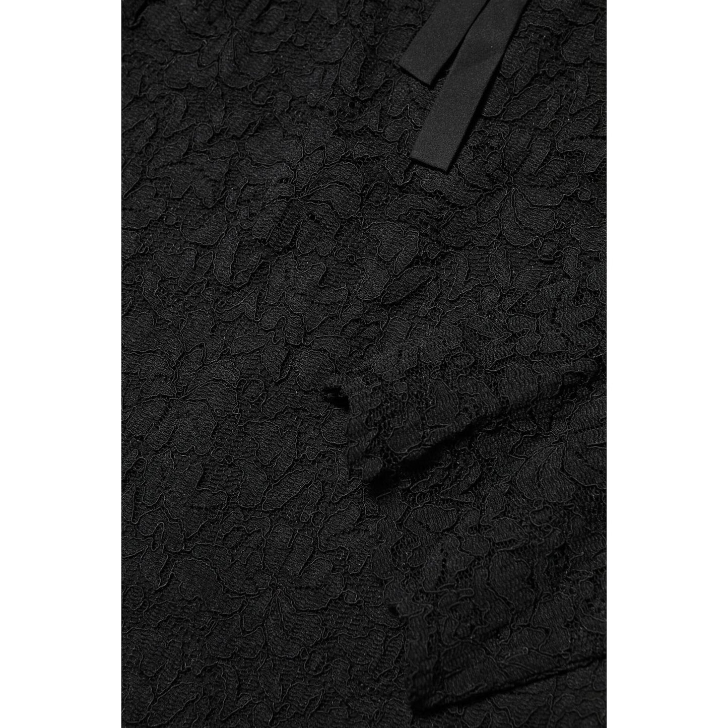 Dolce & Gabbana Black Nylon Lace Long Sleeve Blouse Top