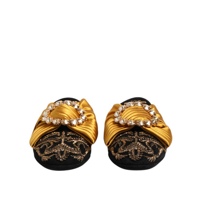 Dolce & Gabbana Multicolor Embellished Flat Sandals Shoes