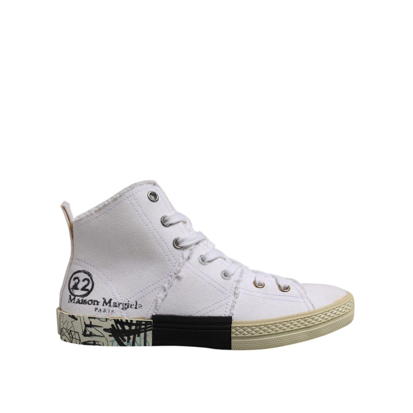 Maison Margiela White Lace Up Mid Top Women Sneakers Shoes