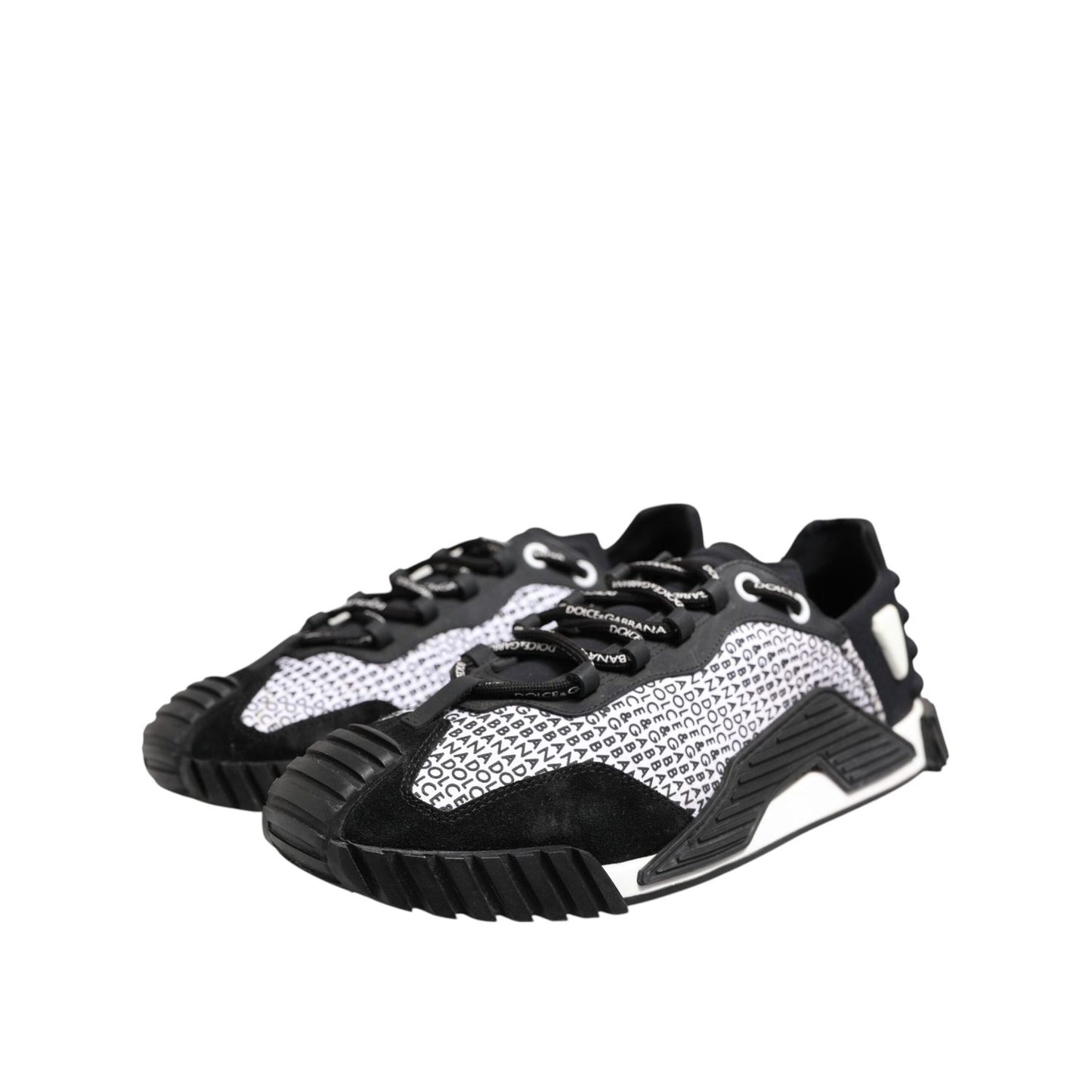 Dolce & Gabbana Black Logo Lace Up Low Top NS1 Sneakers Shoes MV7446-47