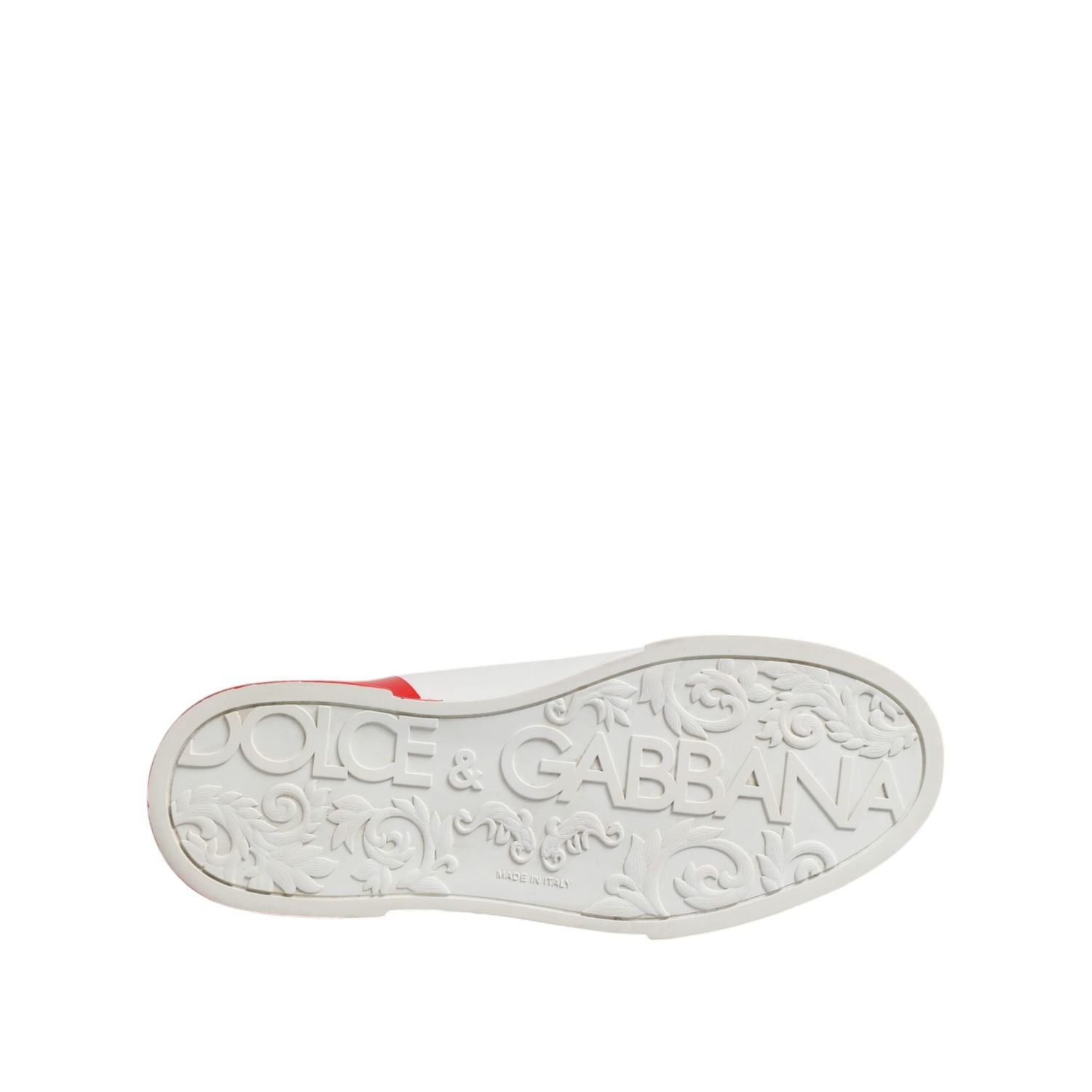 Dolce & Gabbana White Red Logo Low Top Leather Sneakers Shoes