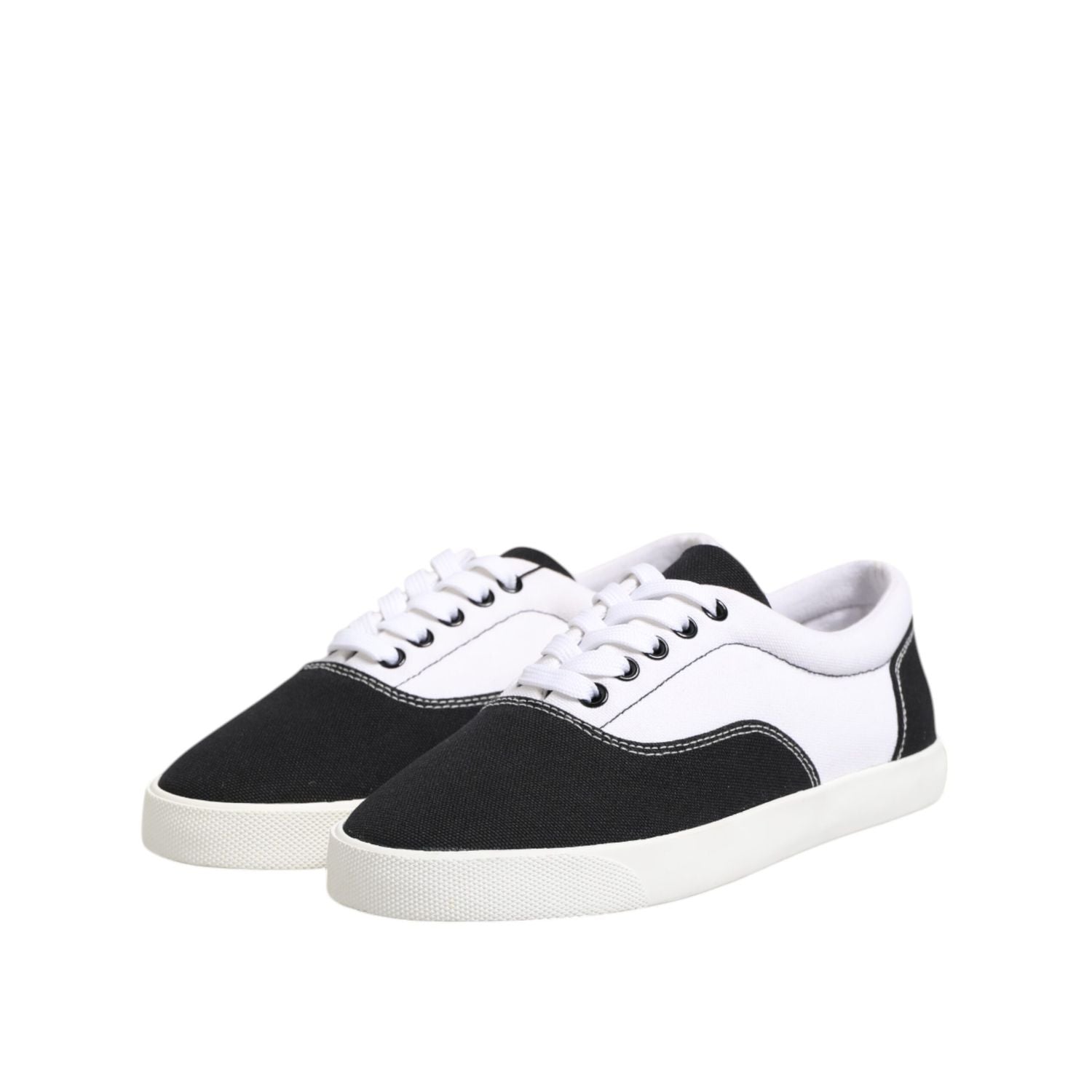 Dolce & Gabbana Black Cotton Canvas Lace Up Men Sneakers Shoes