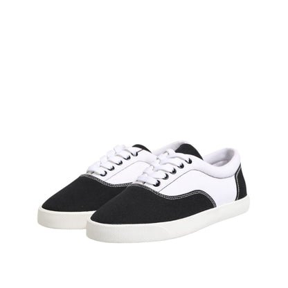 Dolce & Gabbana Black Cotton Canvas Lace Up Men Sneakers Shoes