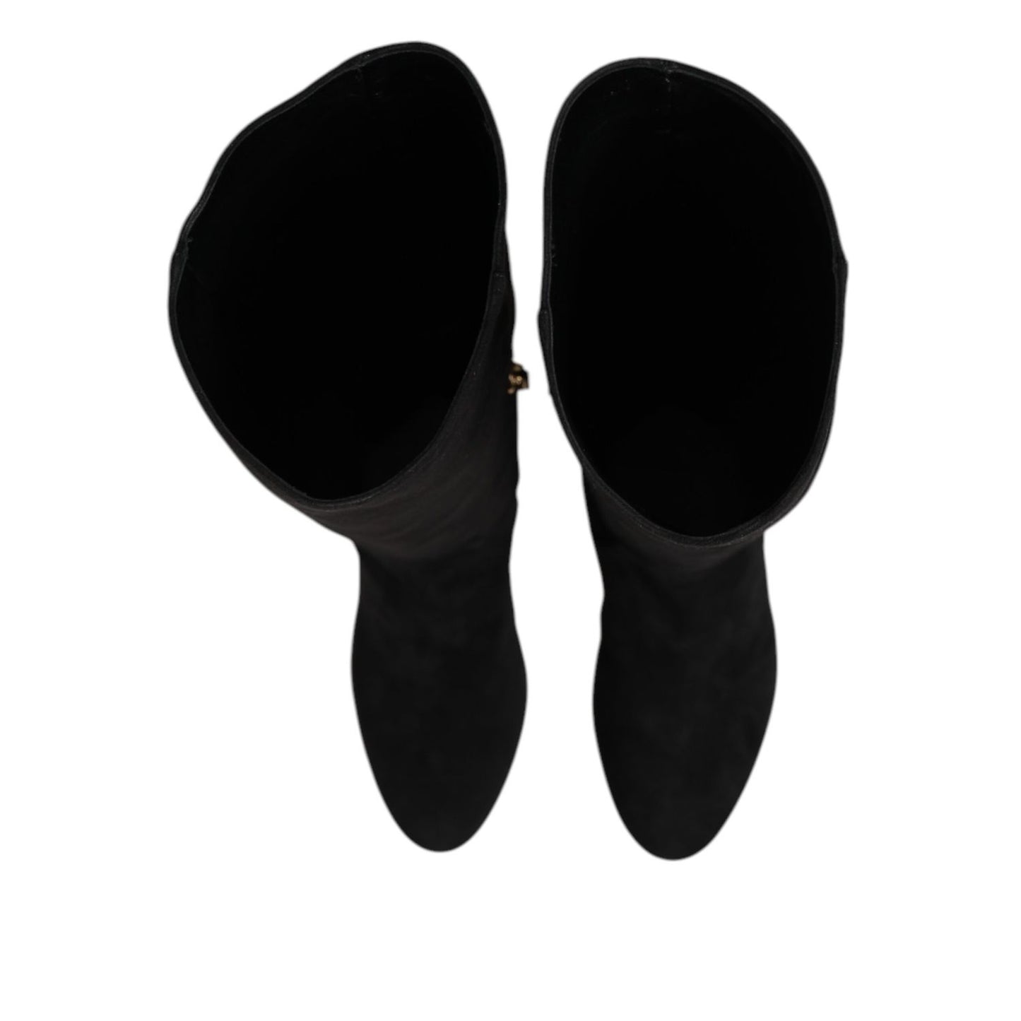 Dolce & Gabbana Black Suede Leather Knee High Boots Shoes