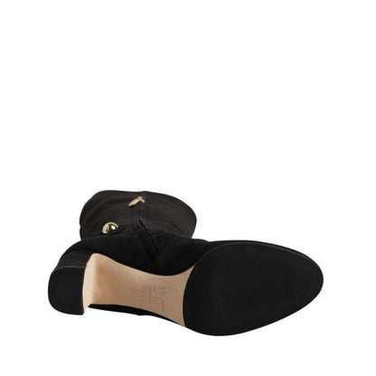 Dolce & Gabbana Black Suede Leather Knee High Boots Shoes