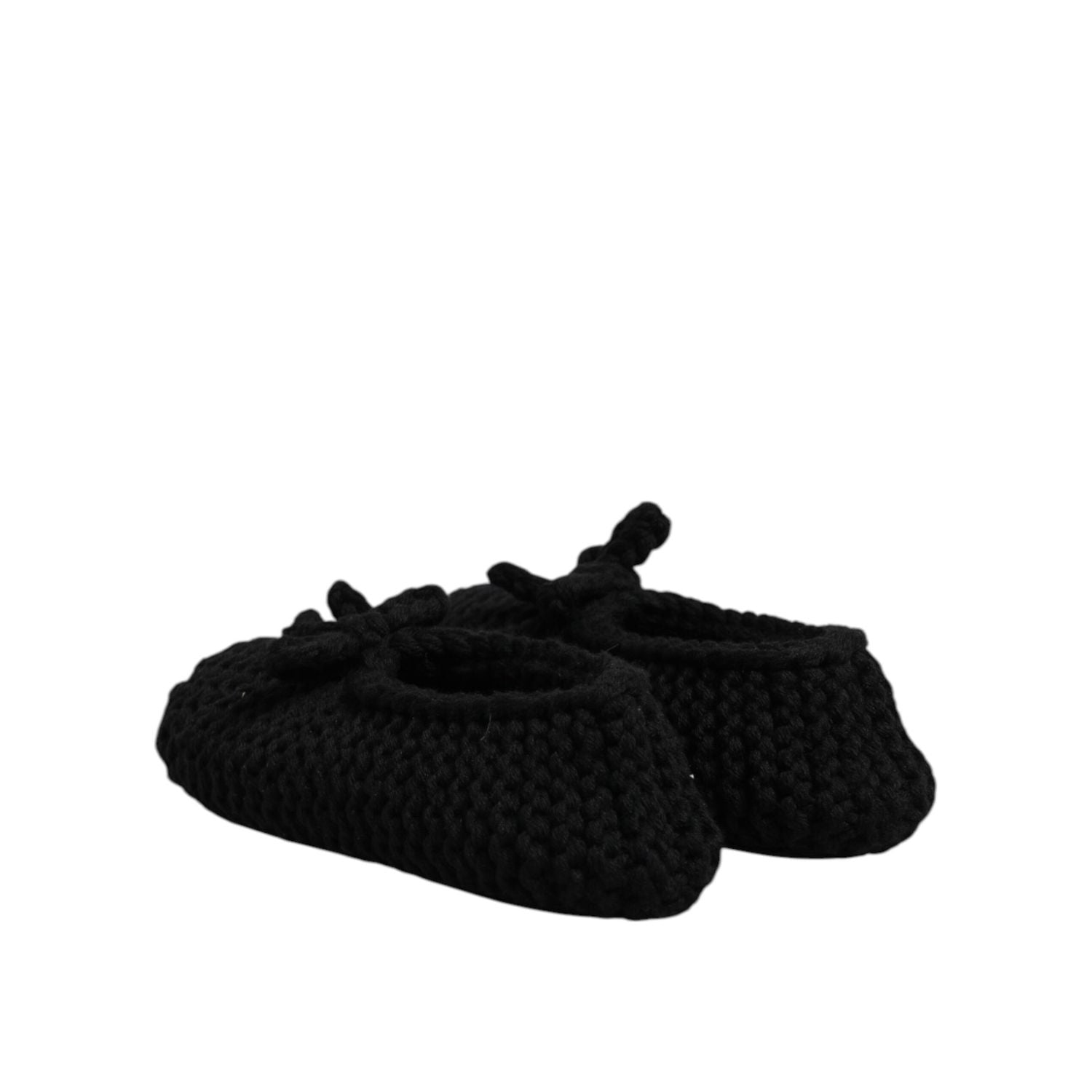 Dolce & Gabbana Black Wool Slip On Flats Ballerina Shoes