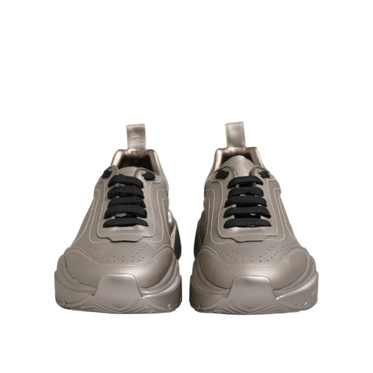 Dolce & Gabbana Silver DAYMASTER Leather Men Sneakers Shoes MV7521-41