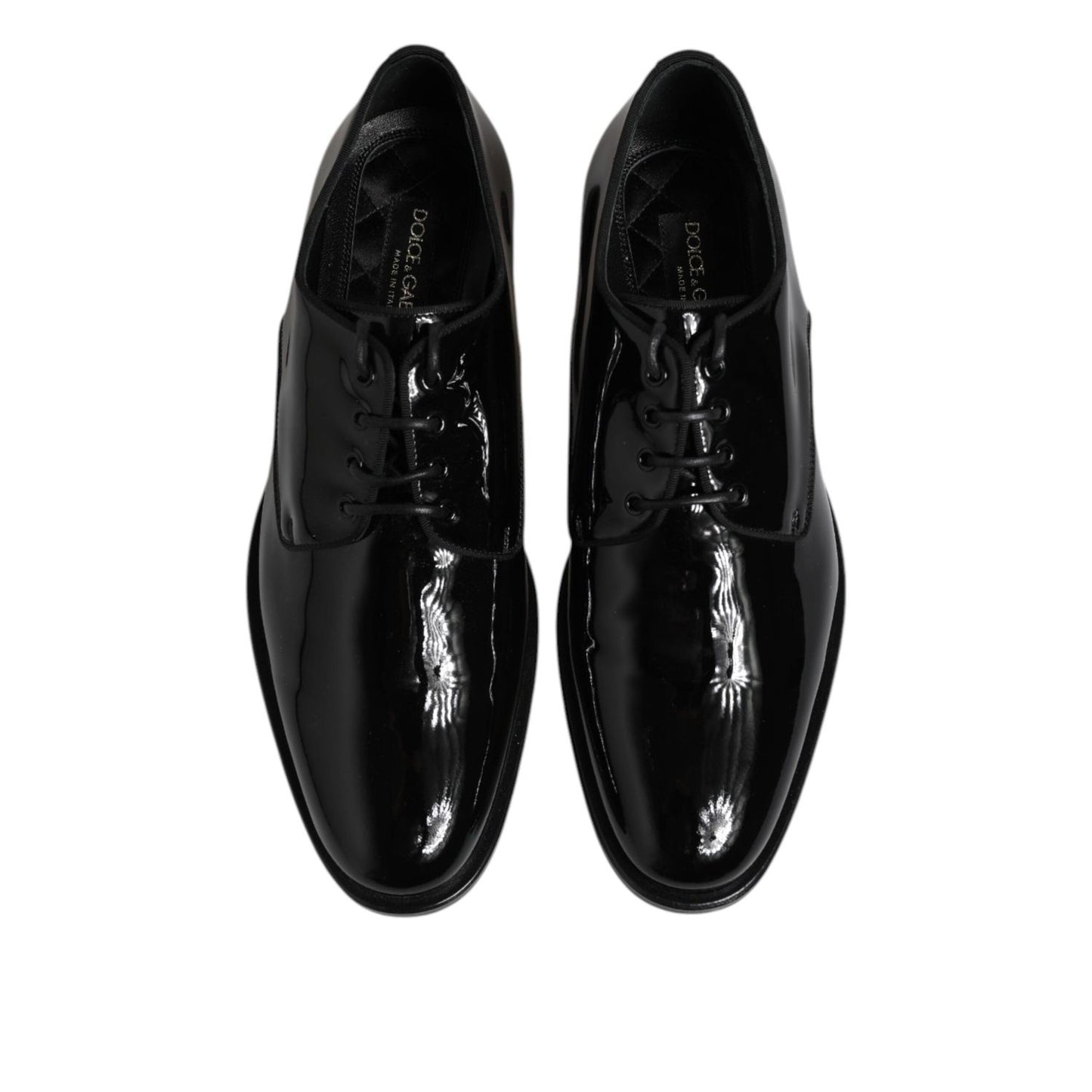 Dolce & Gabbana Black Patent Leather Derby Formal Dress Shoes MV7530-40
