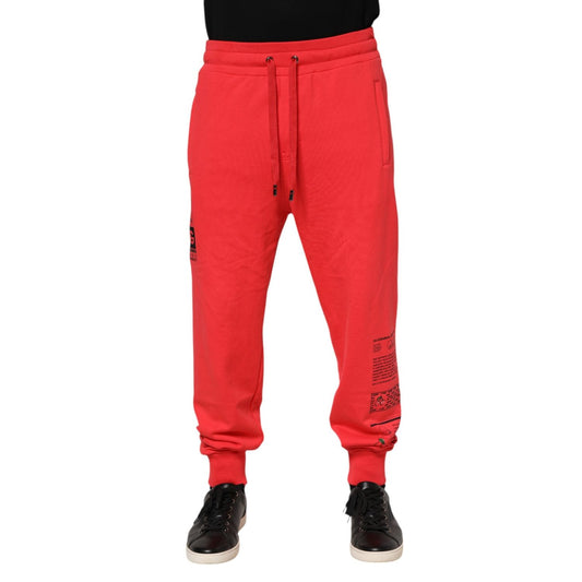 Dolce & Gabbana Red Cotton Men Jogger Sweatpants Pants PAN76238-48