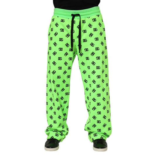 Dolce & Gabbana Green Logo Print Jogger Men Sweatpants Pants PAN76240-48
