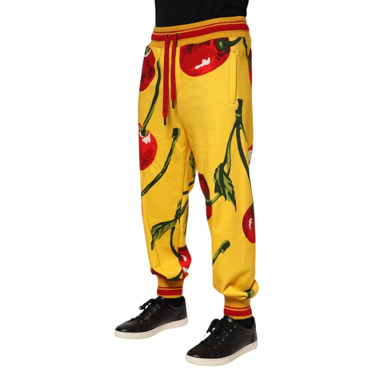 Dolce & Gabbana Yellow Cherry Print Jogger Sweatpants Pants PAN76244-48