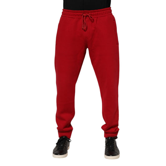 Dolce & Gabbana Red Cotton Logo Jogger Men Sweatpants Pants PAN76323-58