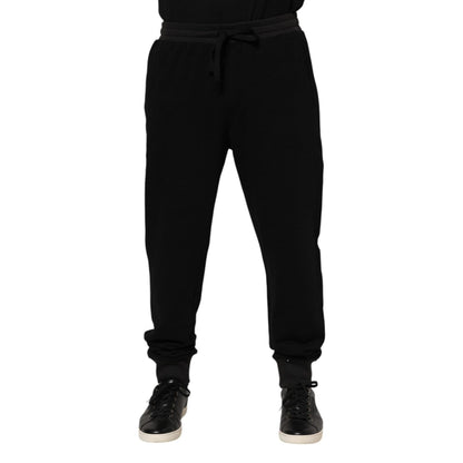Dolce & Gabbana Black Cotton Crown Jogger Sweatpants Pants