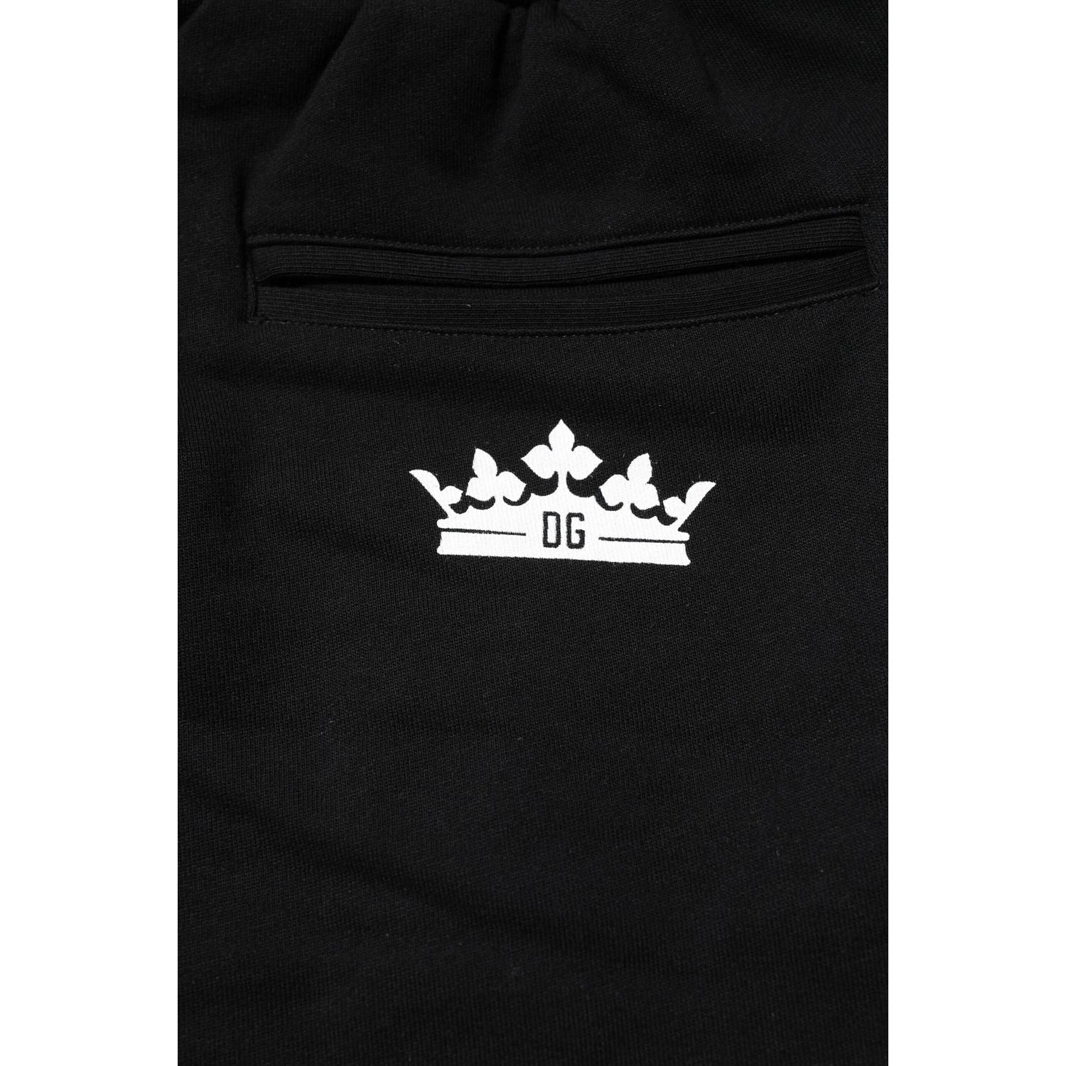 Dolce & Gabbana Black Cotton Crown Jogger Sweatpants Pants