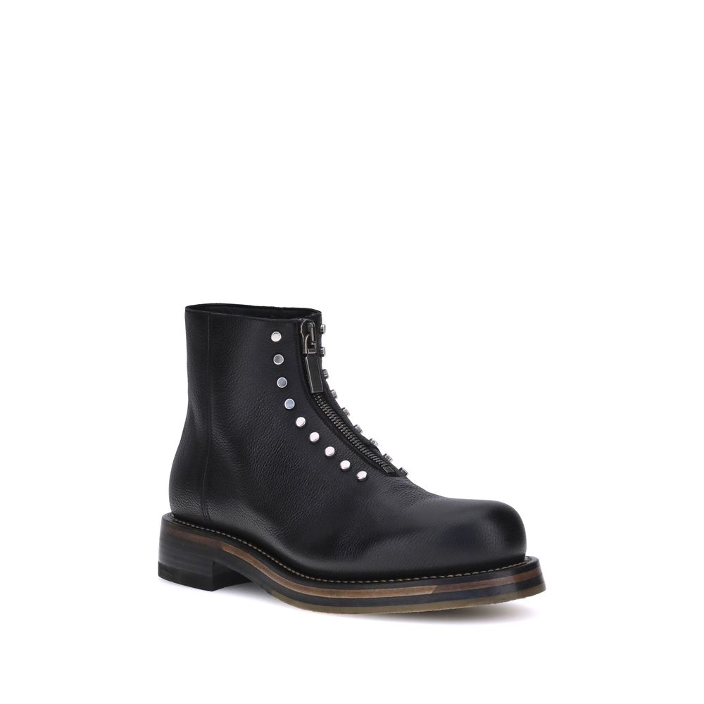 Alexander McQueen Black Calf Leather Bos Taurus Ankle Boots