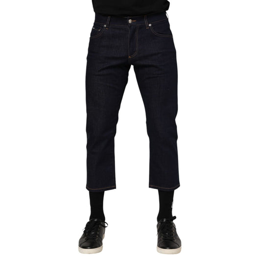 Dolce & Gabbana Dark Blue Cotton Logo Slim Fit Men Denim Jeans PAN76361-48
