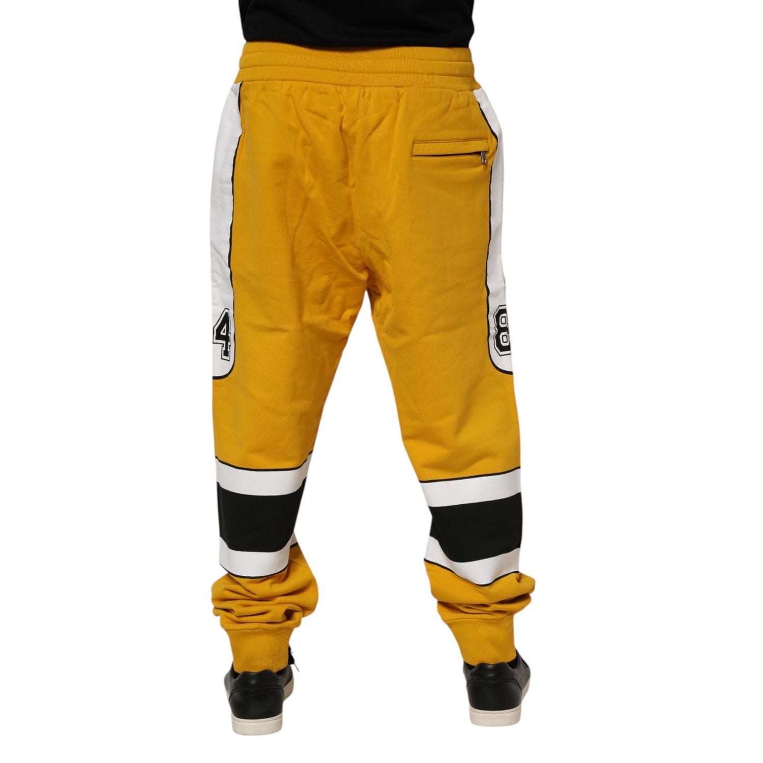 Dolce & Gabbana Yellow Cotton Logo Drawstring Jogger Sweatpants Pants