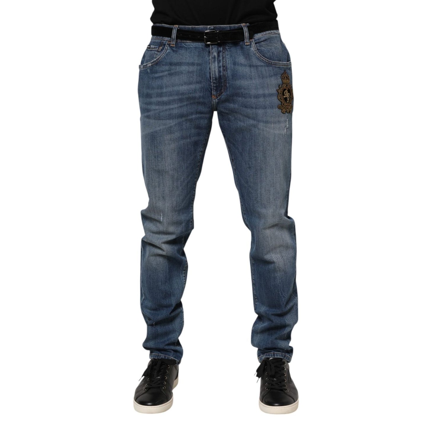 Dolce & Gabbana Blue Logo Embroidery Denim Jeans