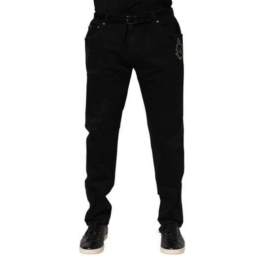 Dolce & Gabbana Black Cotton Skinny Men Denim Jeans