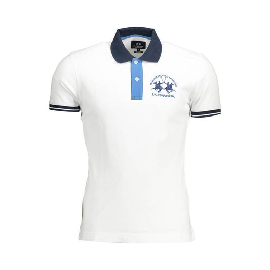 La Martina White Cotton Polo Shirt