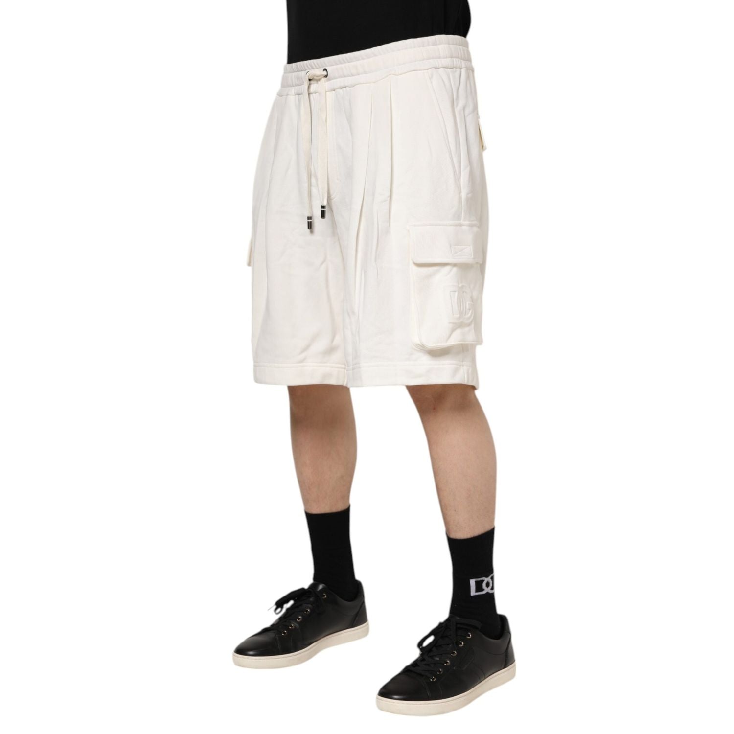 Dolce & Gabbana White Cotton Cargo Bermuda Sweatshorts Shorts
