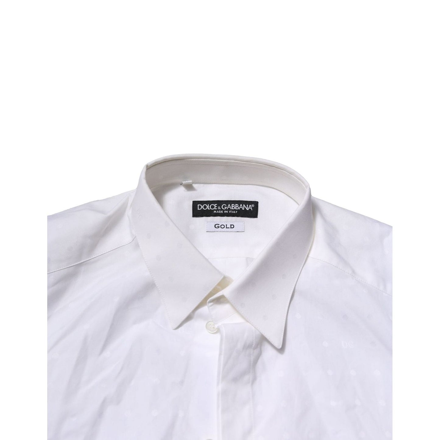 Dolce & Gabbana White Cotton GOLD Dress Formal Shirt TSH90569-40