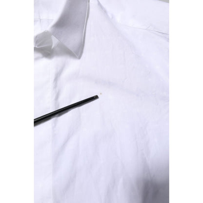 Dolce & Gabbana White Cotton GOLD Dress Formal Shirt