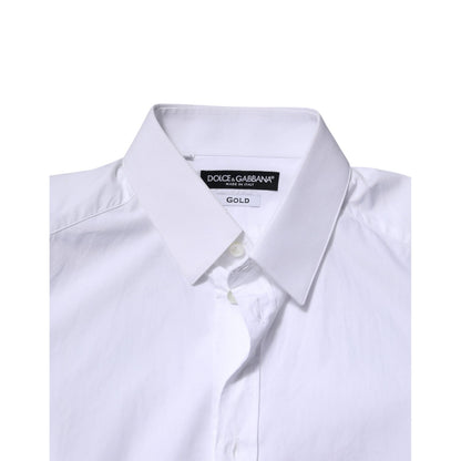 Dolce & Gabbana White Cotton GOLD Long Sleeves Formal Shirt