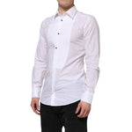 Dolce & Gabbana White Cotton GOLD Bib Poplin Formal Shirt TSH90582-39